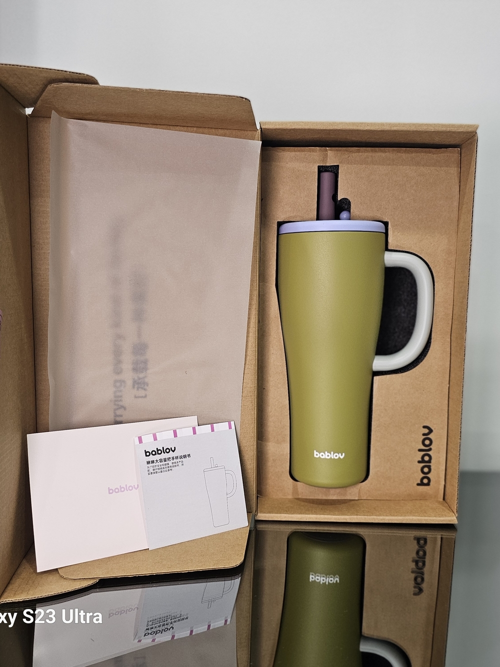 Bablov 1L Stainless Steel Insulated Tumbler With Straw Lid Set New Box Bag